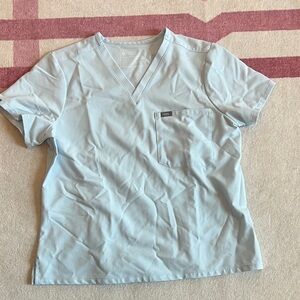 Figs Open Sky Catarina Blue V-Neck Scrub Top